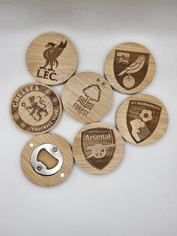 Wooden Bottle Opener - Fridge Magnet - Football Teams